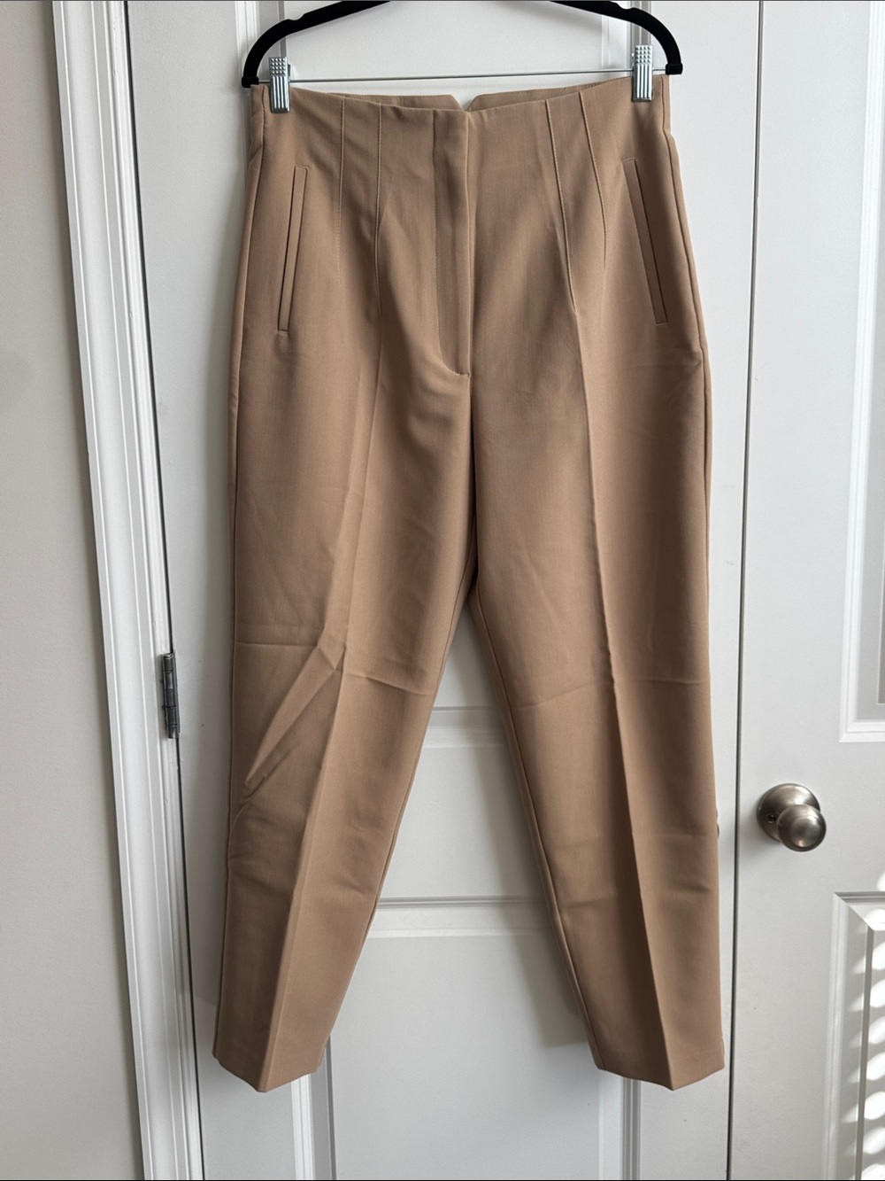 Zara Tailored High-Waist Trousers in Camel Beige